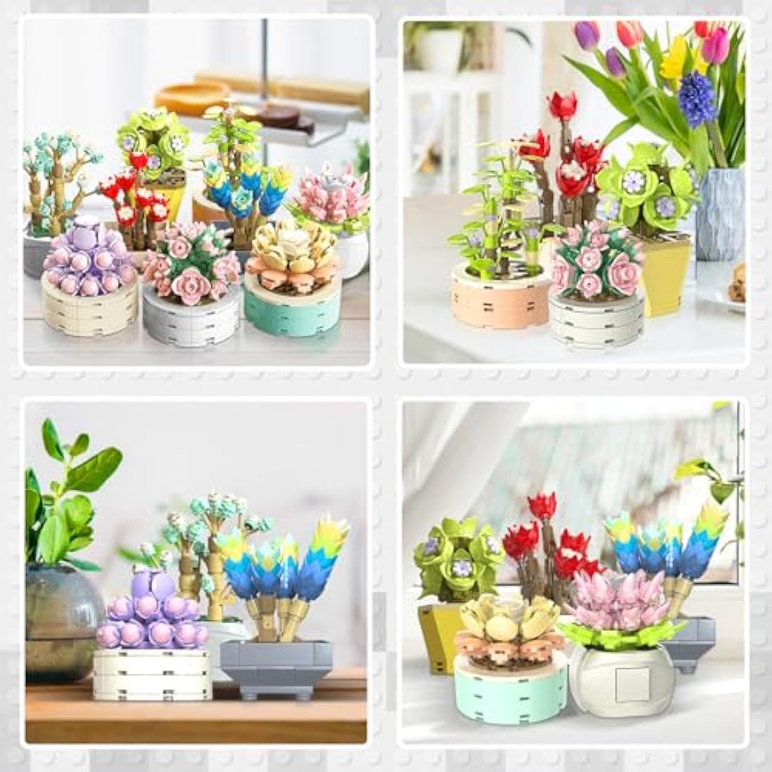 JMBricklayer Succulent Plants Building Blocks Sets for Adults, Flowers Office Room Decor Succulent Bonsai Toys, Botanical Collection Model Kits, Gifts for Women Men Her Him (750Pcs)