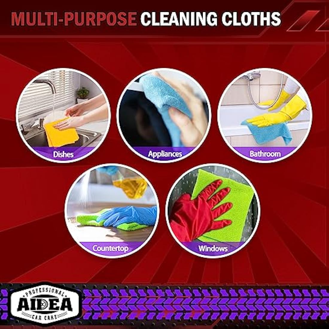 AIDEA Microfibre Cloths 100 Pack, Ultral Absorbent Lint-Free Washcloths Microfiber Cleaning Rags, All-Purpose Washable Car Cloth Wipes for Detailing, Office, Household Cleaning,30X30CM