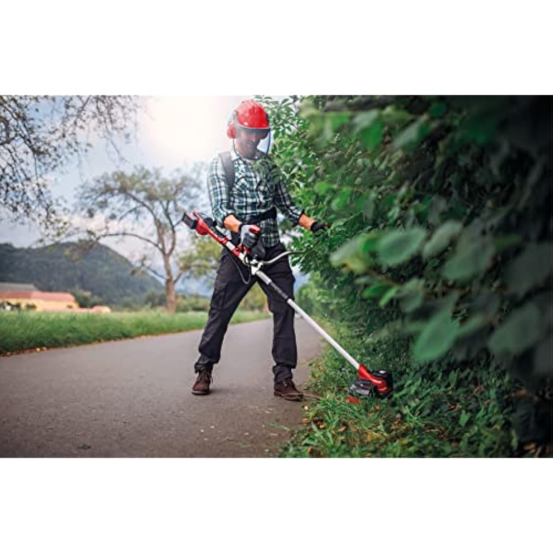 Einhell Power X-Change 36V Cordless Brush Cutter - Powerful Weed Trimmer With Metal Blades- AGILLO 36/255 Solo Battery Strimmer (Battery Not Included), 16x113x35 cm, Red/Black