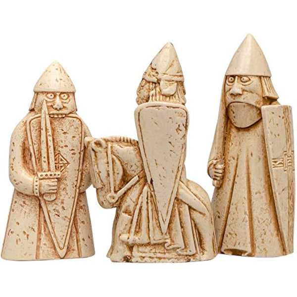 Isle of Lewis Replica Chess Pieces -Six Highly Detailed Stone-Resin replicas: KING, QUEEN, BISHOP, KNIGHT, WARDER & BERSERKER