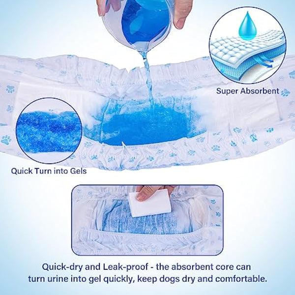 Pet Soft Disposable Dog Puppy Nappies Male - Super Absorbent Male Dog Incontinence Wraps