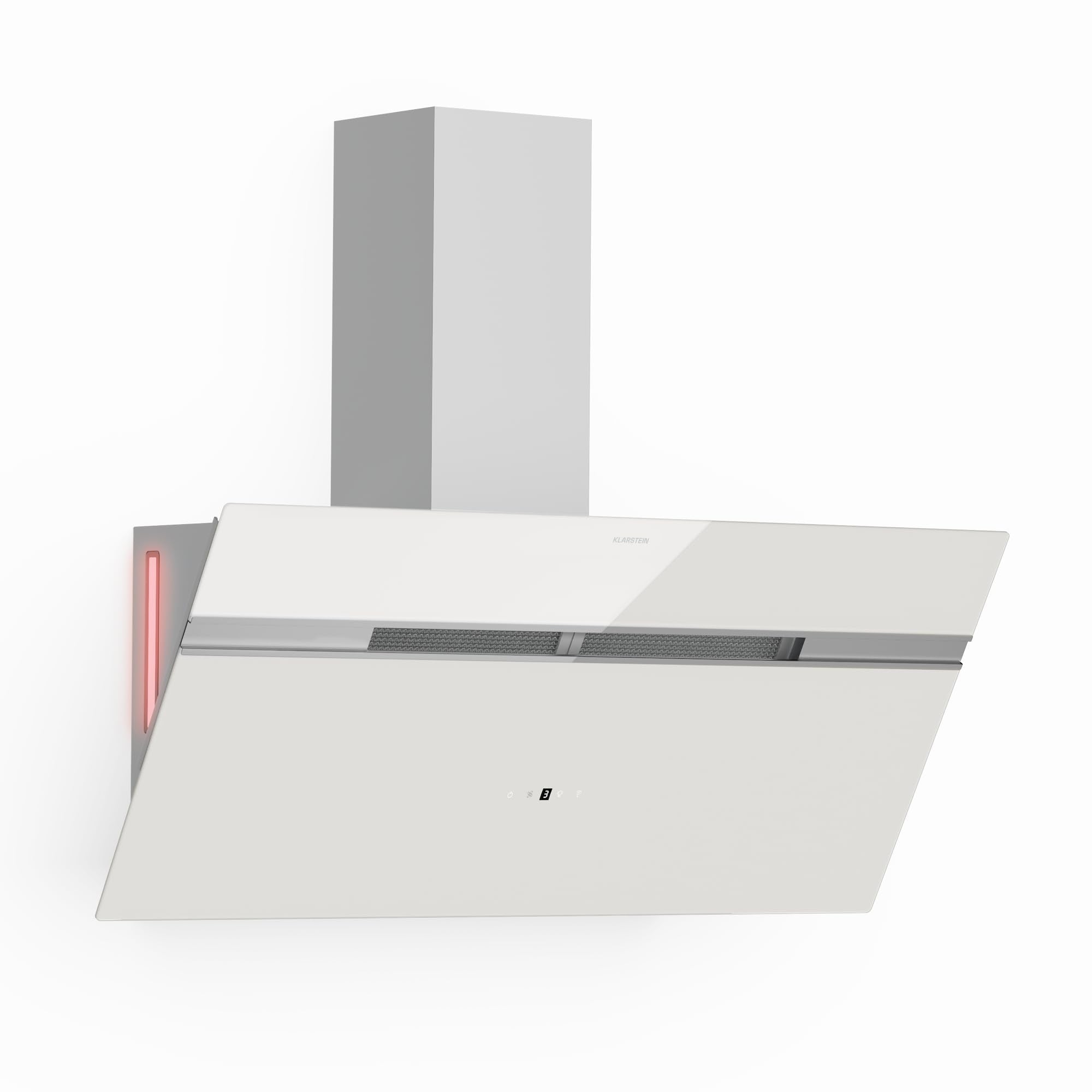 Klarstein Alina 90 Angled Cooker Hood - 600m³/h Air Flow, Touch Panel, LED Backlighting, Quiet 63dB, Energy Class A, 90cm Extractor Hood, Black