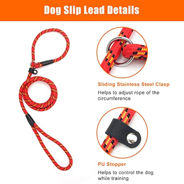 Dog Slip Lead, Extremely Durable Strong Dog Training Leash Rope, 150 cm Long Adjustable Pet Lead Leash For Small Medium Dogs (10-80 lbs)
