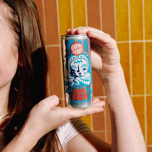 Karma Drinks Sugar Free Karma Cola (250ml x 24 Cans Soft Drink) - Gluten Free Soft Drinks, Natural Ingredients, FairTrade, Vegan Friendly, No GMO, Carbonated Fizzy Drinks 24 Pack