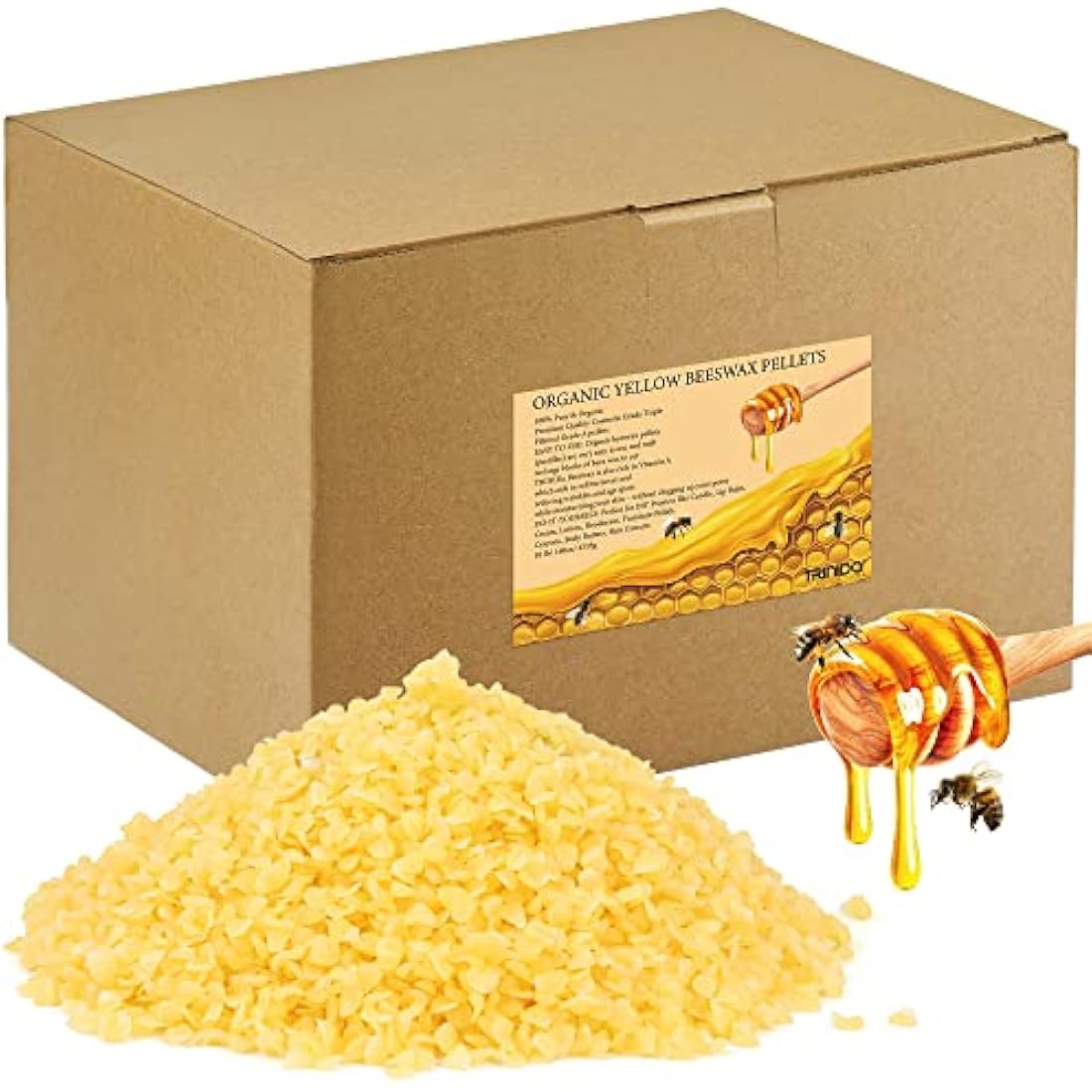 TRINIDa Beeswax Pellets 4.53kg, Yellow Bees Wax for DIY Candles, Beeswax for Candle Making, Skin, Body, Face, and Hair Care, Lotions, DIY Creams, Lip Balm and Soap Making Supplies