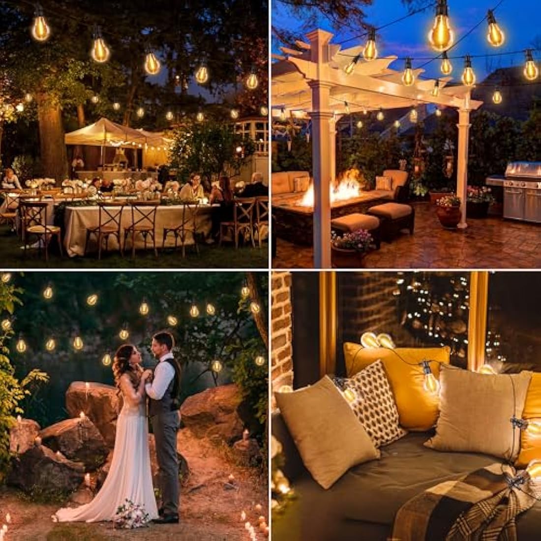 Joomer Festoon Lights Outdoor Mains Powered, 28.5M/93.5Ft Outdoor String Lights with 30 Edison Bulbs, 8 Modes Garden String Lights Waterproof Timer Connectable for Indoor Party Patio, Warm White