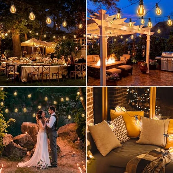 Joomer Festoon Lights Outdoor Mains Powered, 28.5M/93.5Ft Outdoor String Lights with 30 Edison Bulbs, 8 Modes Garden String Lights Waterproof Timer Connectable for Indoor Party Patio, Warm White