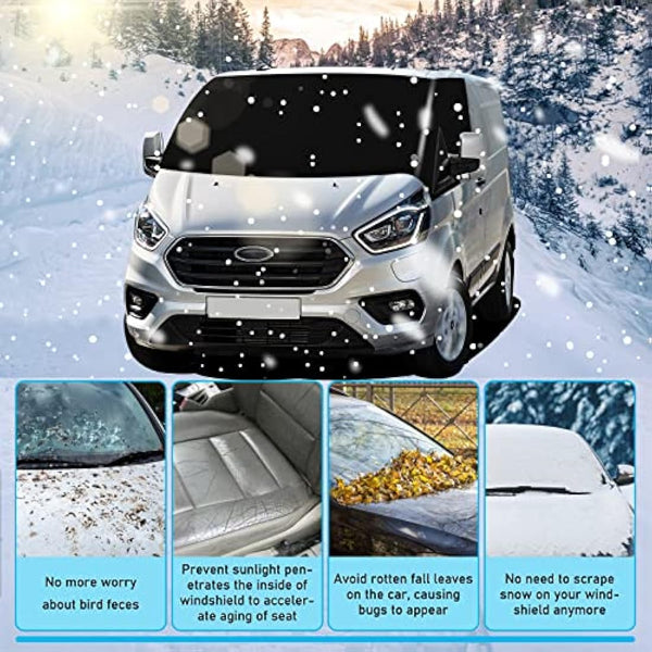 MaxEarn Luxury for Ford Transit Custom Front Windscreen Wrap Cover, 600 Oxford Fabric Window Sunshades Blackout Waterproof Car Windshield Cover, Frost Protection Curtain Camping Cover