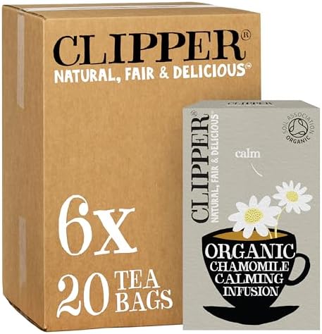 Clipper Organic Chamomile Tea Bags | 120 Infusion Teabag Sachets (6 x Boxes of 20) | Bulk Buy for Home & Catering | Caffeine-Free Herbal Tea Bags | Eco-Conscious, Natural, Unbleached & Biodegradable
