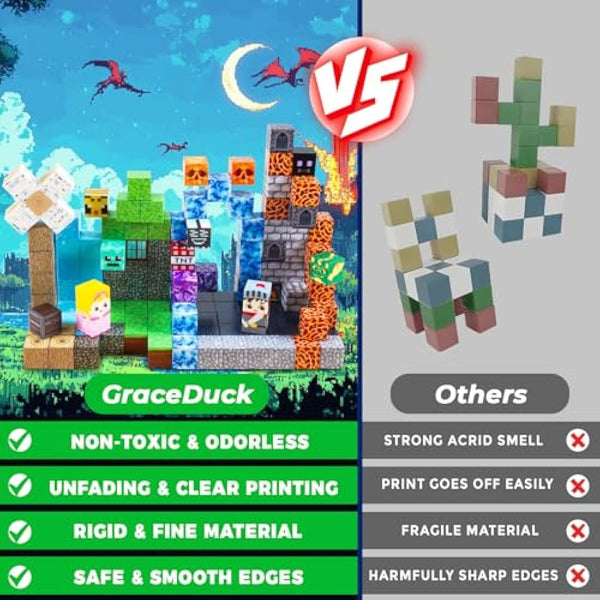 GraceDuck Magnetic Blocks - 150 PCS Build Dark Hell Forest Castle - Magnetic Toys for Montessori Toddler Christmas Birthday Gifts - STEM Sensory Toys for 3 4 5 6 7 8 9 10 Year Old