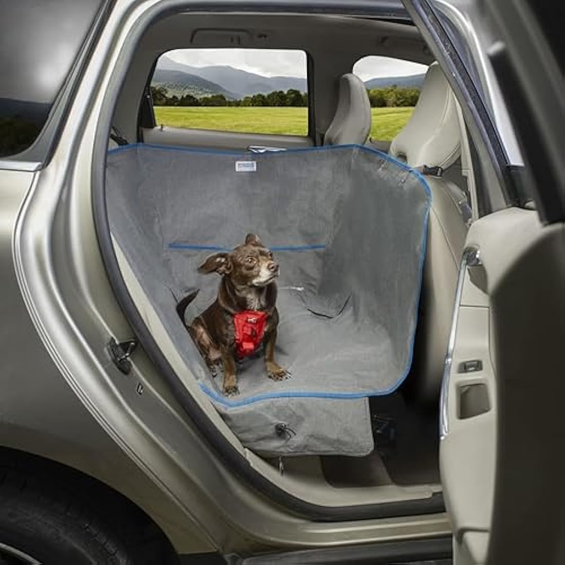Kurgo Heather Half Hammock, Dog Car Seat Protector, Waterproof & Stain-Resistant, Secure Fit, Charcoal Grey