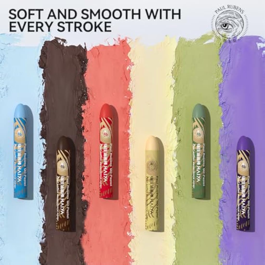 Paul Rubens Oil Pastels, 60 Colors HaiYa Artist Soft Oil Pastels Vibrant and Creamy, Art Supplies for Artists, Beginners, Students, Art Painting Drawing(New Package)