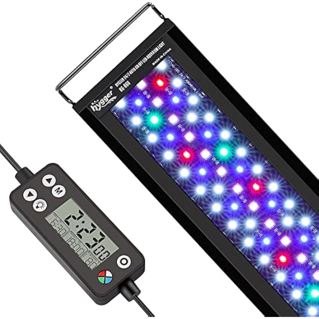 hygger Aquarium Light, Auto On Off LED Aquarium Light, Full Spectrum Fish Tank Light with LCD Monitor, 26W 24/7 Lighting Cycle, 7 Colors, Adjustable Timer,3 Modes for 76-91cm Freshwater Tank