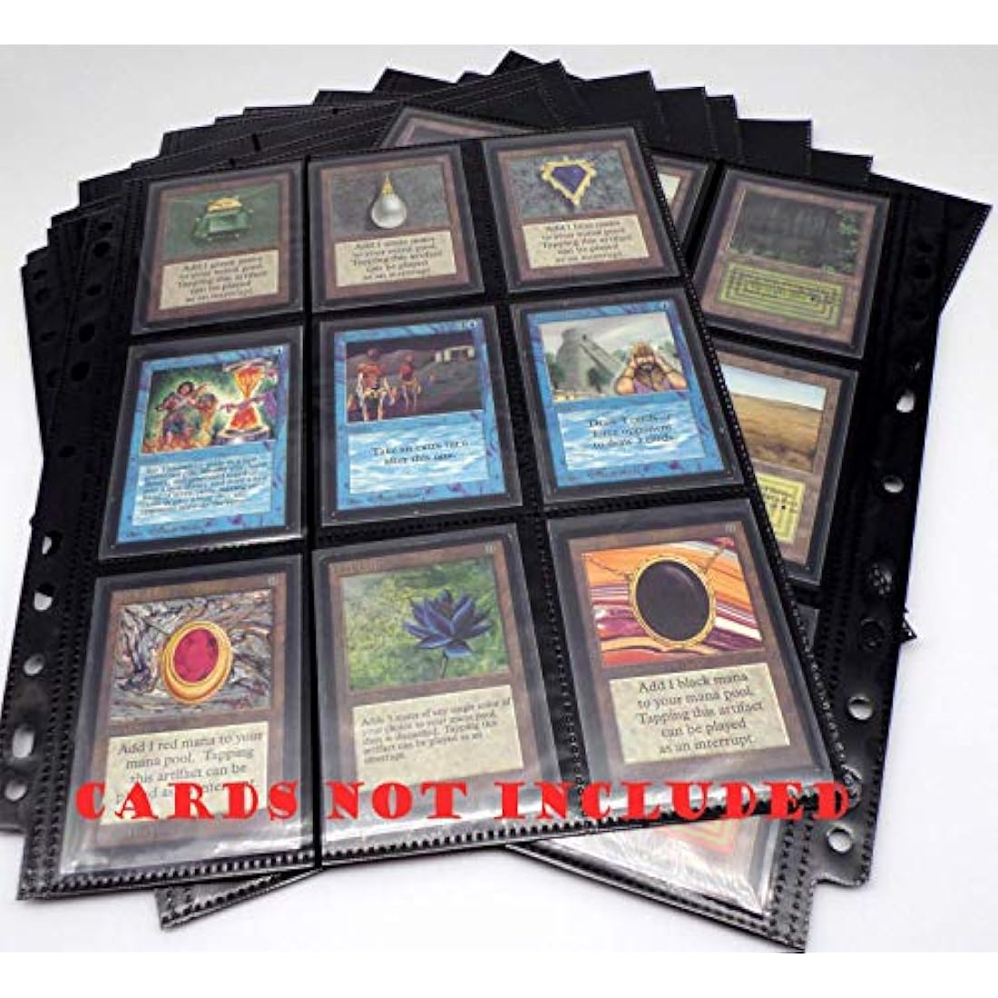 docsmagic.de 100 18-Pocket Pages Black - Sideloading - MTG PKM YGO - 11-Hole