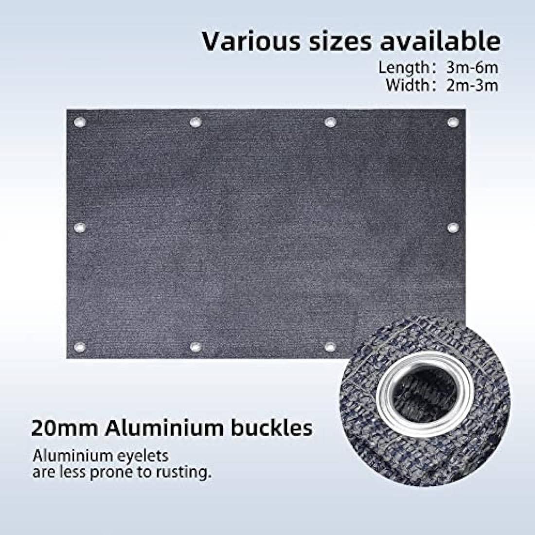 FoundGo Awning Carpet with Eyelets [280g/m² HDPE] Outdoor Camping Carpet Breathable Awning Flooring including Carrying Bag 8x pegs & Clothesline