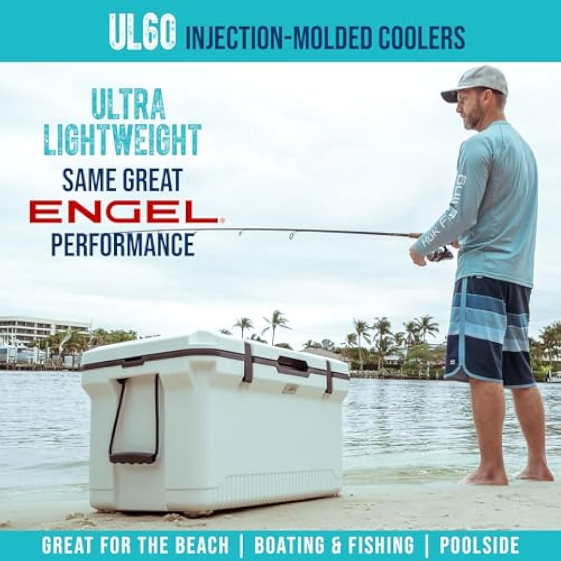 ENGEL Ultra-Light 56.8 L Cooler Box - Injection Molded Cool Box Large Enough for 80 Cans, Keeps Ice up to 7 Days, Camping Cooler Suitable for Picnics, Festivals, Beach & Travel, 75 x 45.7 x 43.2 CM