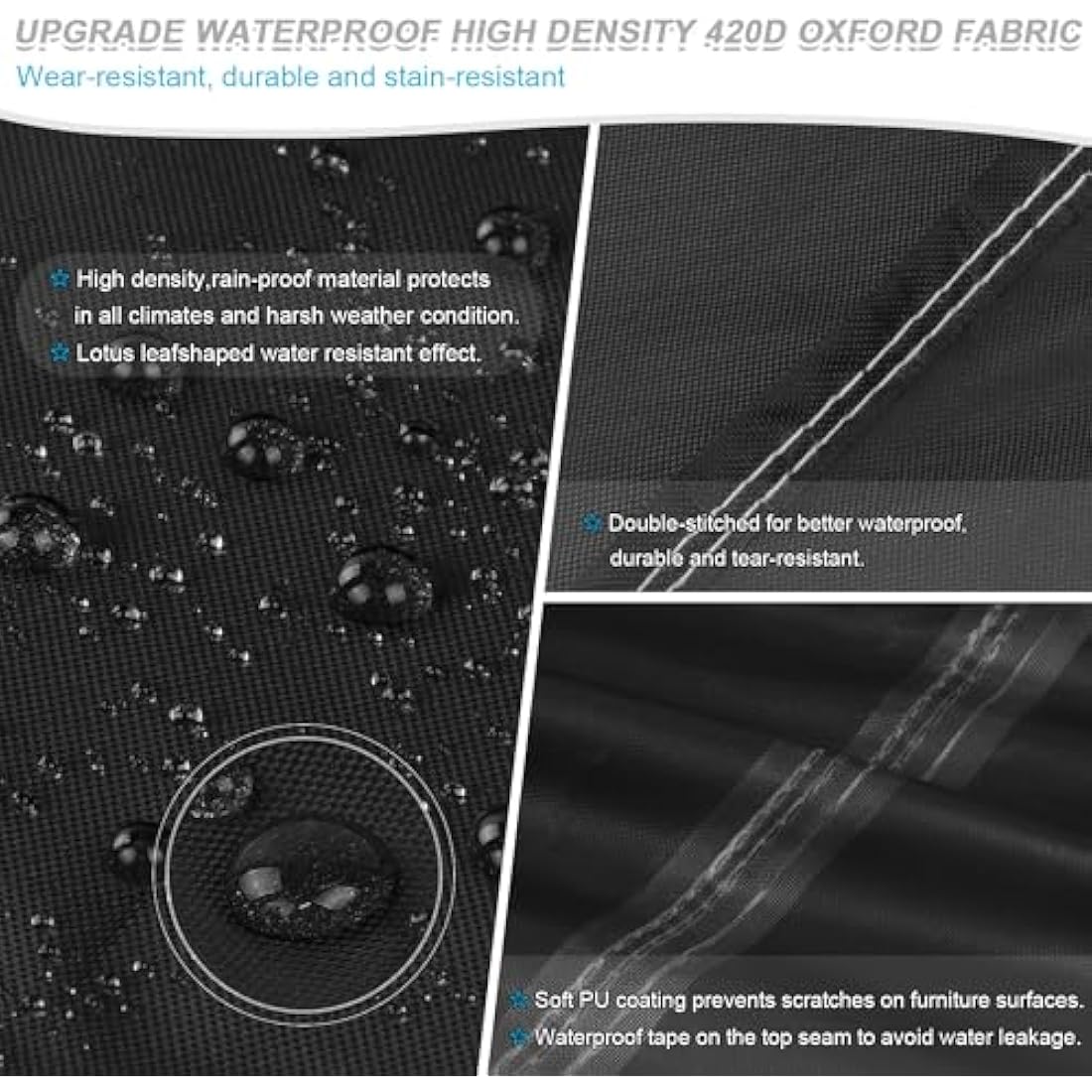 SIMPHAUS Large Outdoor Furniture Covers 280x210x90cm Garden Furniture Covers Waterproof Garden Table Cover with Straps and Air Vent,Garden Sofa Cover Anti-UV 420D Oxford Fabric Patio Set Covers