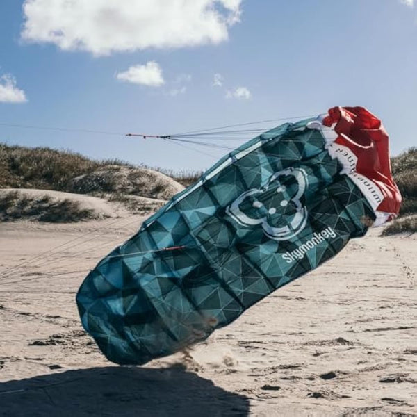 Skymonkey Windtrainer Parafoil Kite 4-String Stunt-Kite (incl. Training Bar) Ready 2 Fly (230 cm / 330 cm Wingspan)