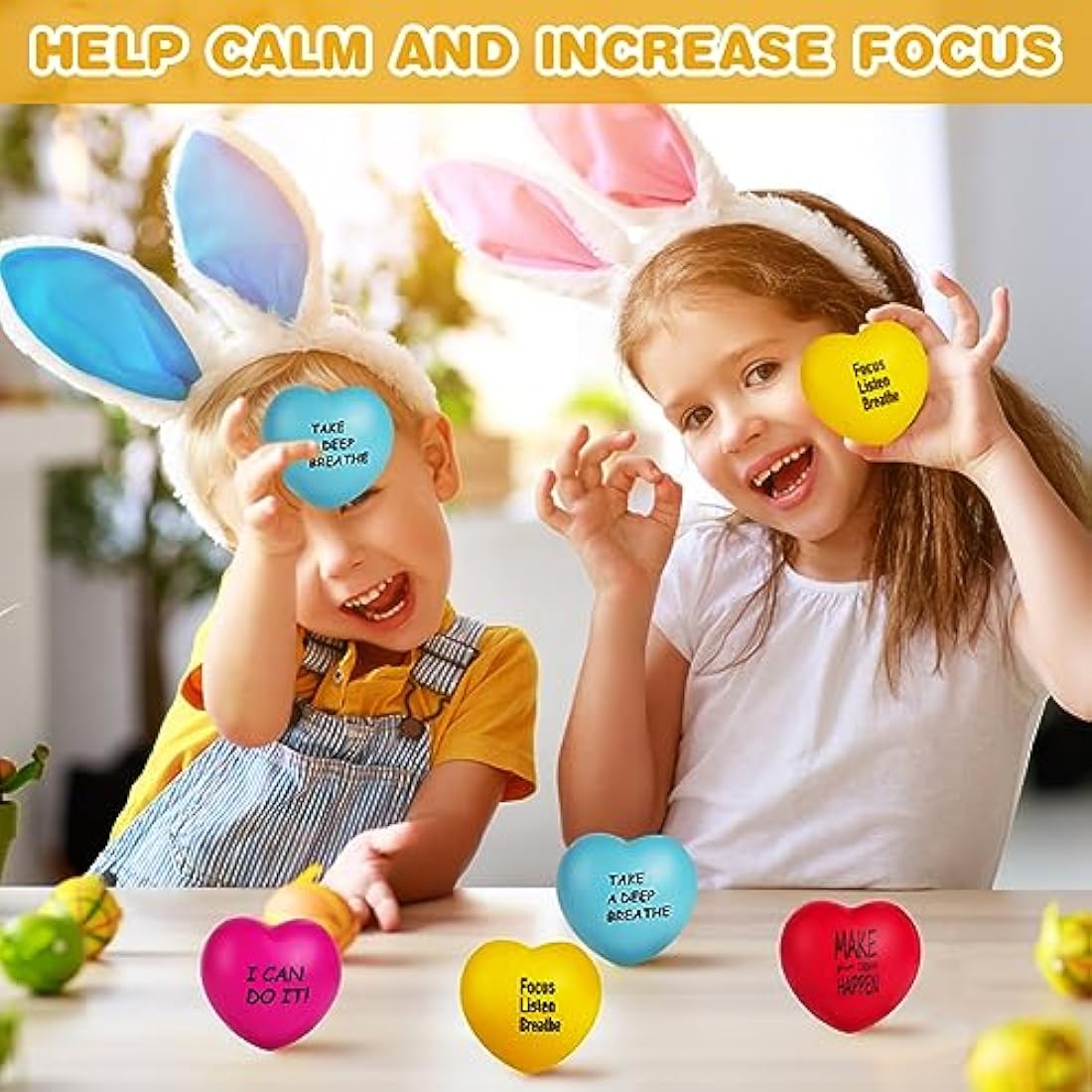 Ainiv Heart Style Squeeze Stress Balls, 4pcs Relief Ball, Sensory Ball for Kids and Adults, Hand Exercise Toys Anxiety, Fidget, Tension, Manage Anger (F5-3609693)
