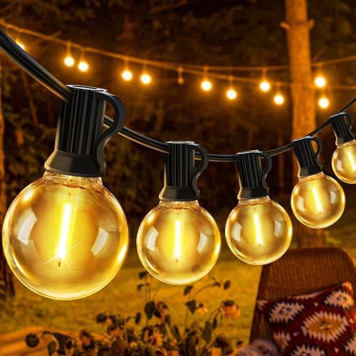 JEYMORKEY Festoon String Outdoor Garden Lights: 30M 100ft G40 Outside Electric Light Mains Powered Shatterproof LED Bulb Waterproof Lighting for Outside Patio Pergola Gazebo