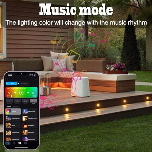 INDARUN RGBW WiFi Led Decking Lights Waterproof IP67 Ø31MM 12V - Led Plinth Light Kits for Terrace/Patio/Path/Wall/Garden/Indoor Outdoor Decor, 30 Packs