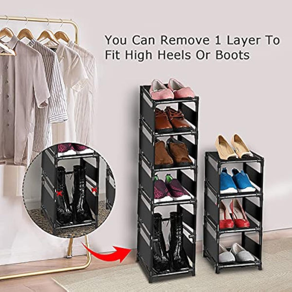 esonstyle 10 Tier Shoe Rack Metal Narrow Shoe Rack For 10 Pairs Tall Shoe Rack Space Saving Shoe Organizer for Living Room Entryway Hallway and Cloakroom