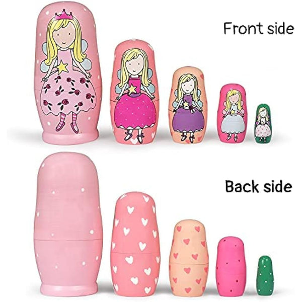 ELUTONG Wooden Nesting Dolls Russian - Angel Russian Matryoshka Nested Dolls, 5Pcs/Set Handmade Stacking Educational Learning Kids Toys