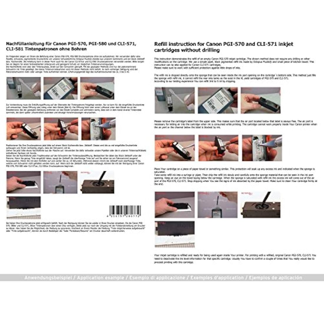 6x 100ml PureInk refill ink compatible for Canon PGI-580, CLI-581 printer cartridges for Canon Pixma TS 8120, TS 8126, TS 8150, TS 8151, TS 8152, TS 9120, TS 9150, TS 9155 (not OEM)