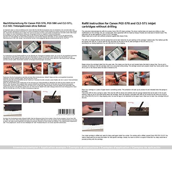 6x 100ml PureInk refill ink compatible for Canon PGI-580, CLI-581 printer cartridges for Canon Pixma TS 8120, TS 8126, TS 8150, TS 8151, TS 8152, TS 9120, TS 9150, TS 9155 (not OEM)