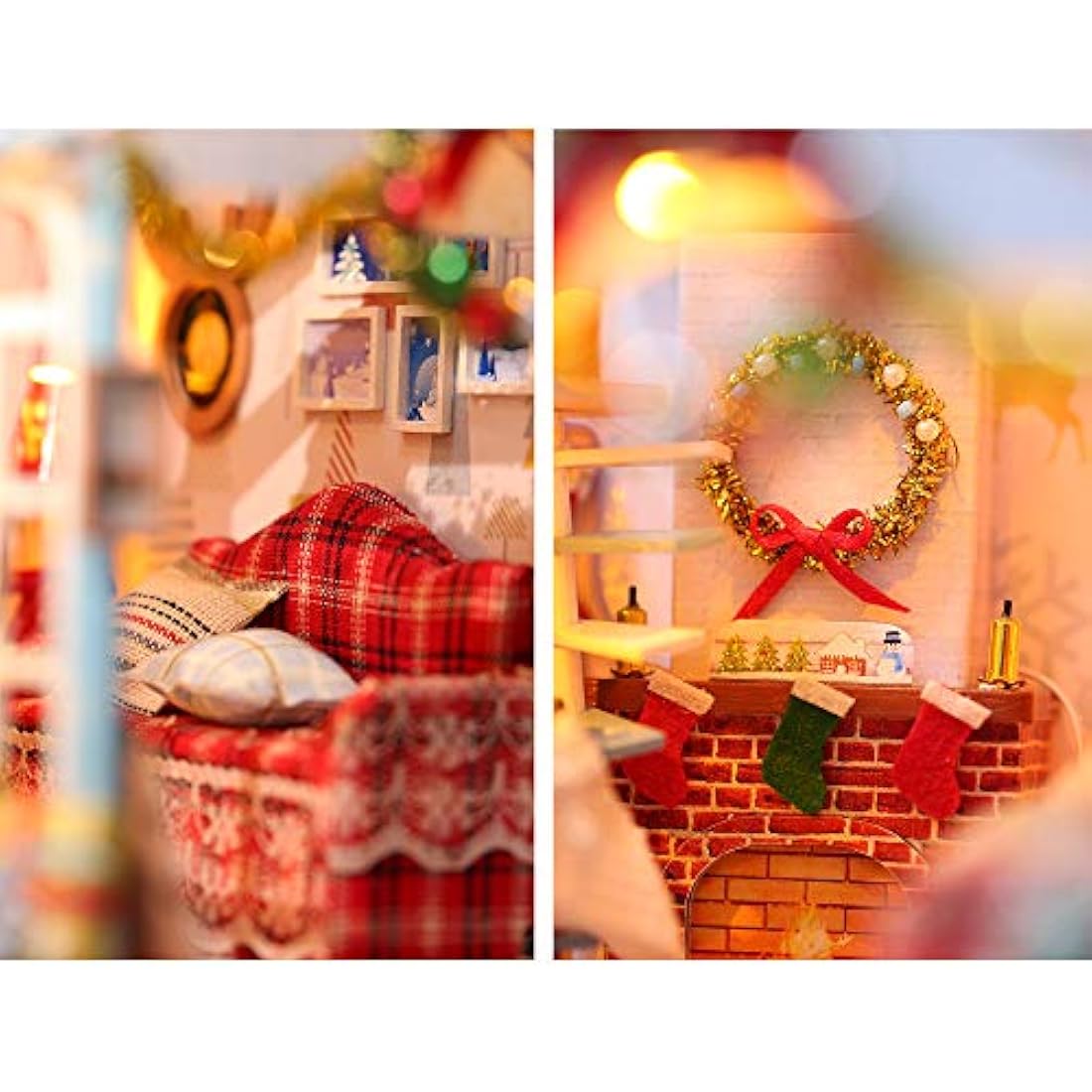 GuDoQi DIY Miniature House Kit with Music, Wooden Dollhouse with LED Light, Mini House Model to Build for Adults, Great Handmade Crafts Gift Idea for Christmas