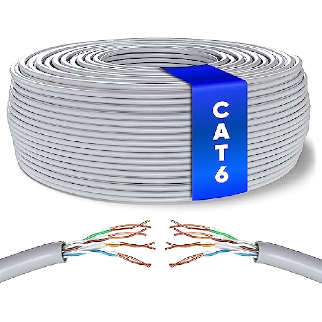Mr. Tronic Bulk Cat 6 Ethernet Cable 100m, High Speed LAN Ethernet Network Cable, 100m Bulk Cat6 Internet 1 Gbps, 250 MHz, ADSL AWG24, UTP CCA (100 Meters, Grey)