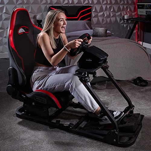 X-Rocker CHICANE Racing Sim Cockpit Racing Chair, Racing Rear Seat Frame for Steering Wheel Stands, Driving Simulation Chair with Adjustable Sliders and Adjustable Height for Racing Rig - BLACK