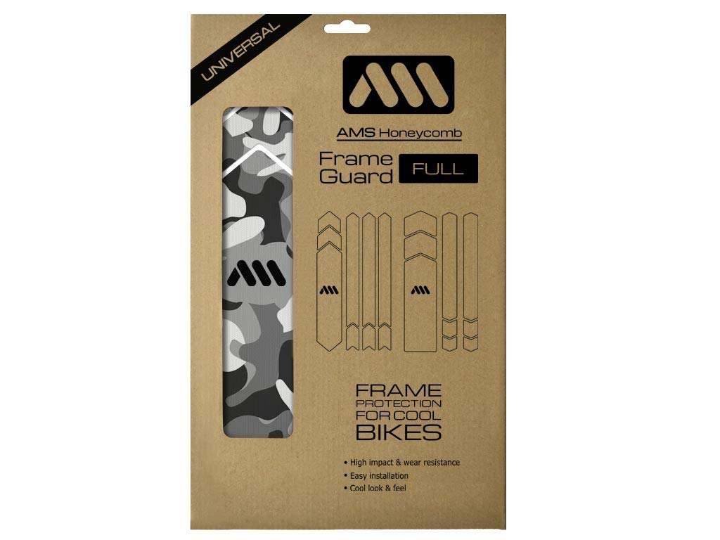 All Mountain Style Unisex's AMSFG5CLSV Honeycomb High Impact Frame Guard XXL ? Protects Your Bike from Scratches and dings, Clear/Camo
