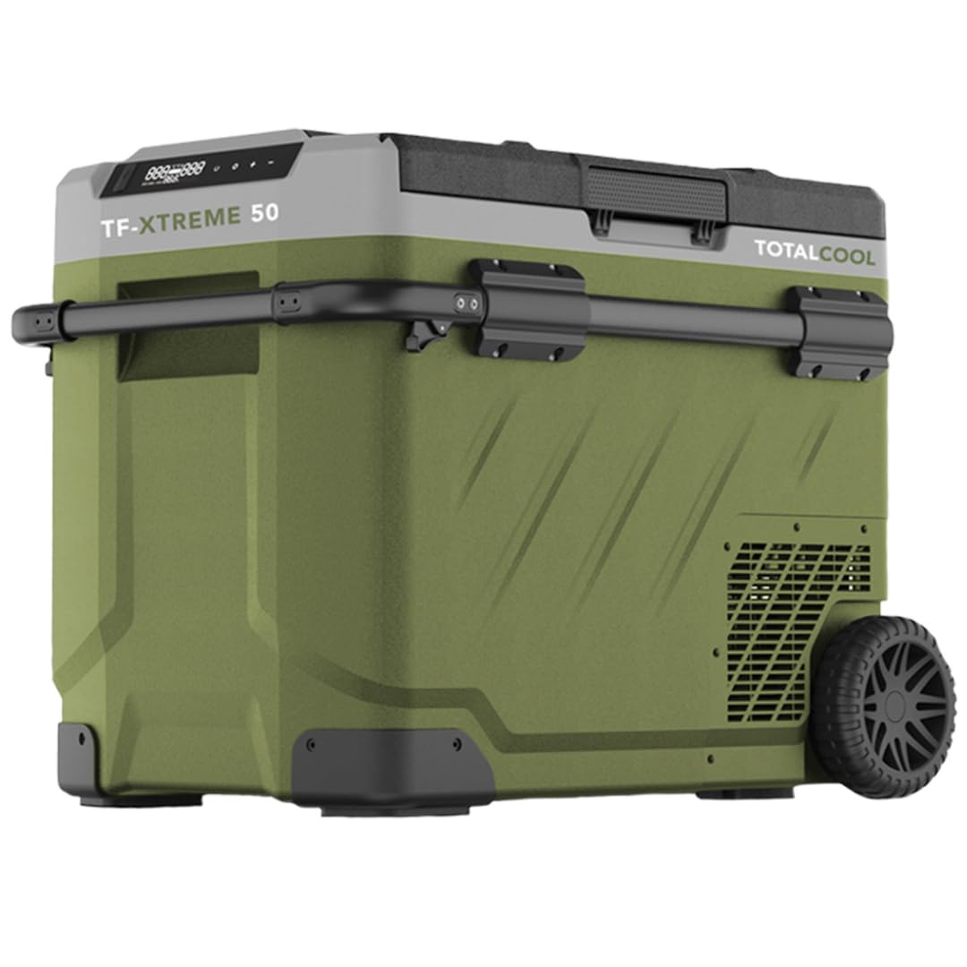TF-XTREME Portable Refrigerator Fridge Freezer - 12V Electric Car Fridge Cooler for Camping - Motorhome Cool Box 24V Off-Grid Fishing Picnic Van Coolbox Green 50L