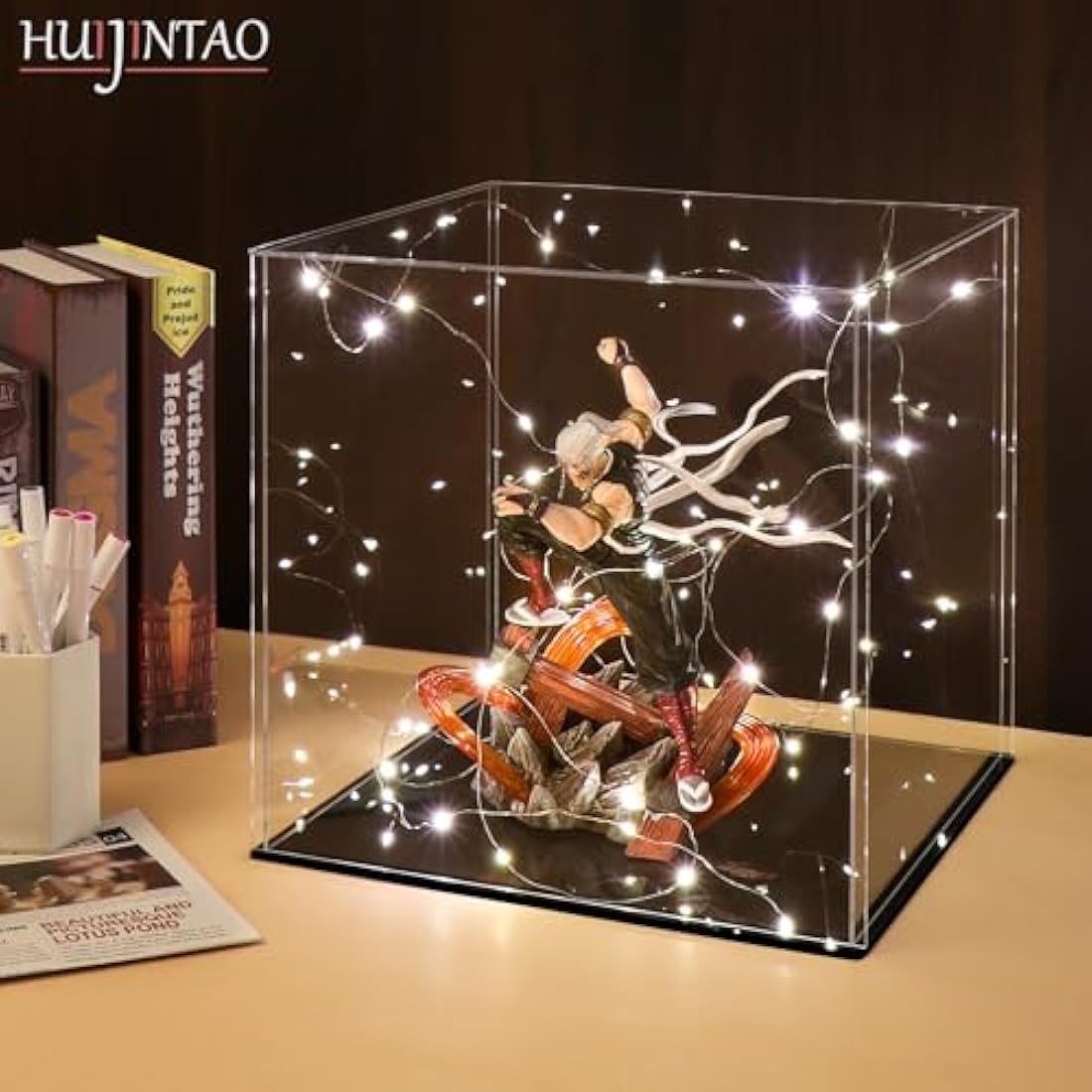 HUIJINTAO Clear Acrylic Display Case Countertop Box Cube Organizer Stand Dustproof Protection Showcase for Action Figures/Toys/Collectibles(11x11x11inch;28x28x28cm)