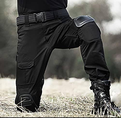 JOYASUS Men's Tactical Combat Trousers with Knee Pads, Ripstop Multi-Pocket Airsoft Paintball Pants for Outdoor Hiking Hunting, Durable Cargo Work Trousers