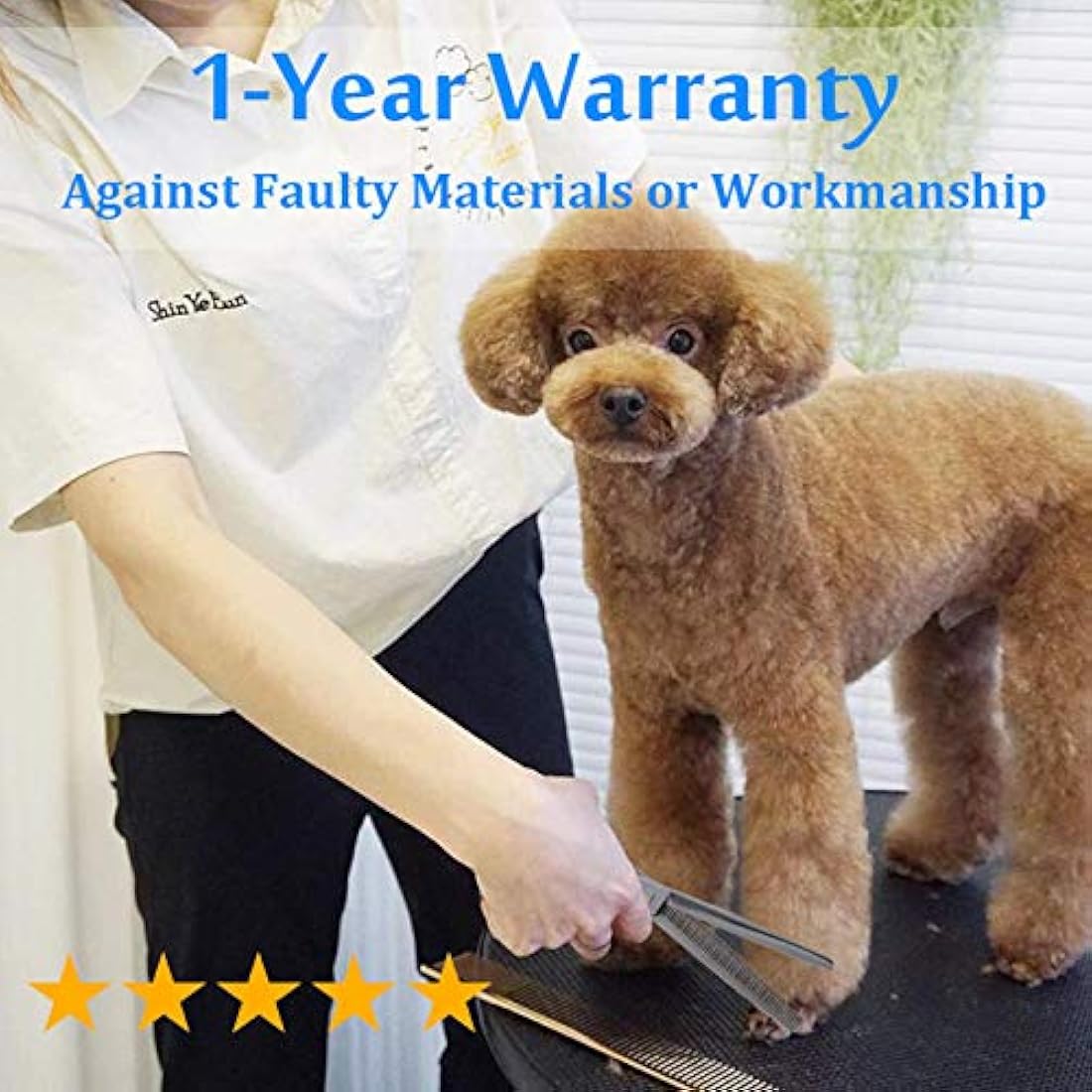 JASON 7" 50 Teeth Thinning Dog Grooming Scissor Ergonomic Pet Grooming Thinning Shears Blender Dog Cat Trimming Texturizing Kit 30% Thinning Rate