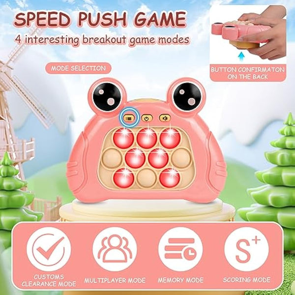 Ainiv Pop Game Sensory Fidget Toys, Light Up Pattern Popping Handheld Game, Puzzle Bubble Controller Machine, Ball Push Stress Toys Fun Present for Kids and Aldults, Pink Frog