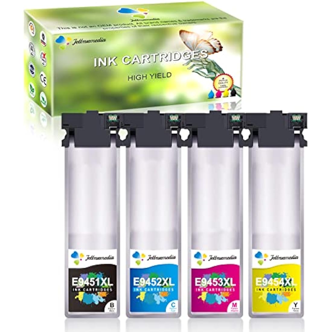 Jettruemedia T9451-T9454 Ink Cartridges Compatible with Epson T9451 T9452 T9453 T9454 Inks for Epson WorkForce Pro WF-C5710DWF WF-C5790DWF WF-C5210DW WF-C5290DW WFC5210 WFC5290 WFC5710 WFC5790(4-Pack)