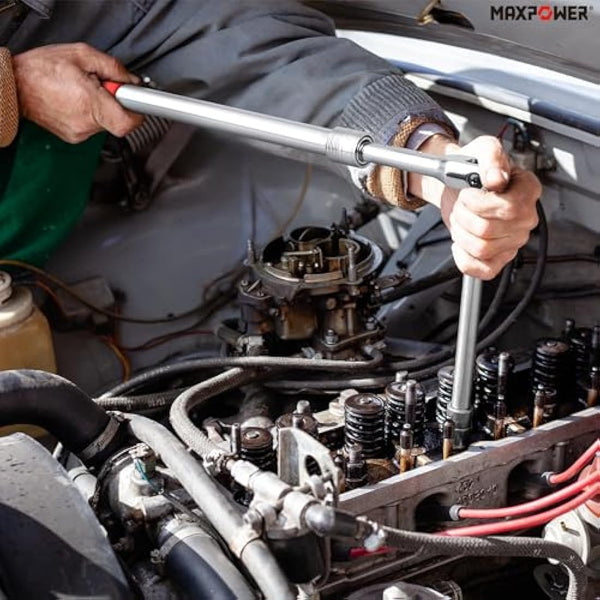 MAXPOWER Breaker Bar Telescopic, 1/2-Inch Drive Breaker Bar Extendable Flex Handle, Length Adjustment 430mm-570mm