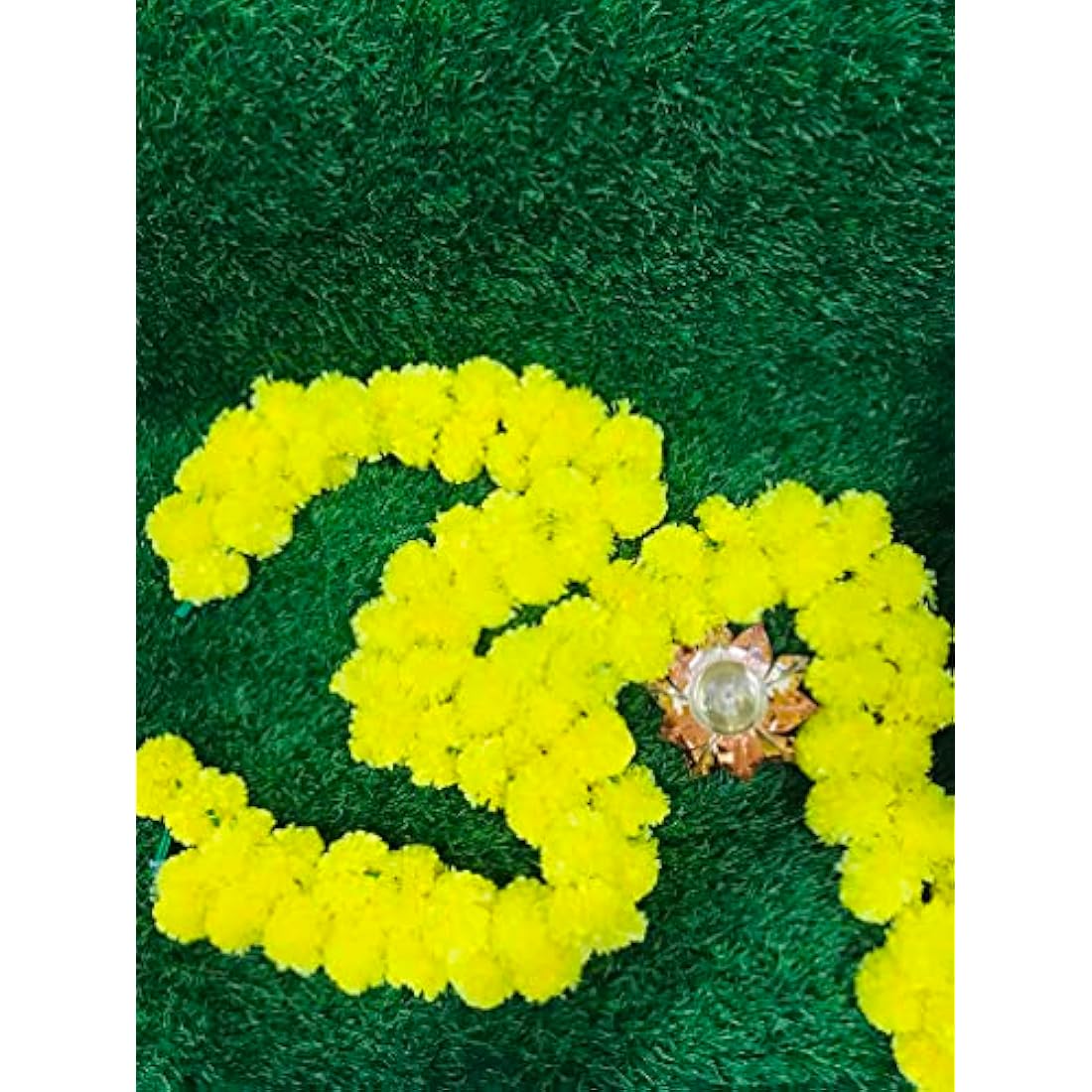 5 PC - 5 feet Artificial Marigold Garland Indian/American Wedding Party, Faux Garlands Wedding Garland, Diwali Decoration, Mantle Decoration, Diwali, Spring Bush Floral! (Yellow)