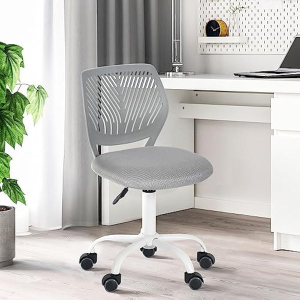Homy Casa Desk Chair Adjustable Swivel Office Chair Fabric Seat Ergonomic Task Chair without Armrest, Gray