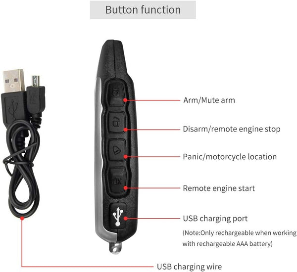 EASYGUARD EM212 2 Way Motorcycle Alarm system with LCD pager display rechargeable transmitter built in shock sensor & microwave sensor detecting DC12V