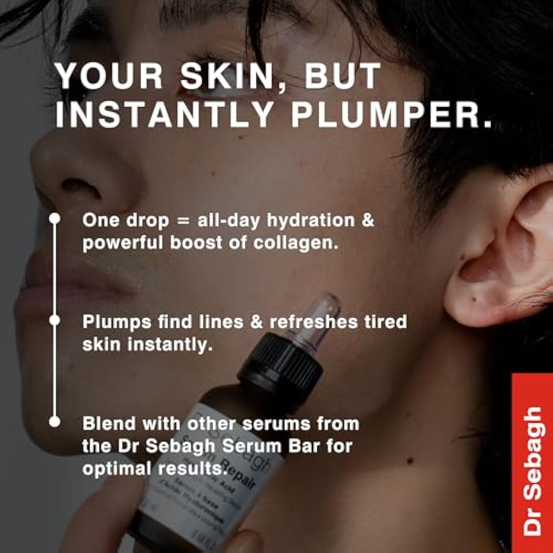 Dr Sebagh Serum Repair - 20 ml | Award-Winning Hyaluronic Acid Facial Hydrator | Anti Aging & Wrinkle | Skin Moisturising & Repairing Formula | Collagen Boosting Youthful Glow For Women & Men