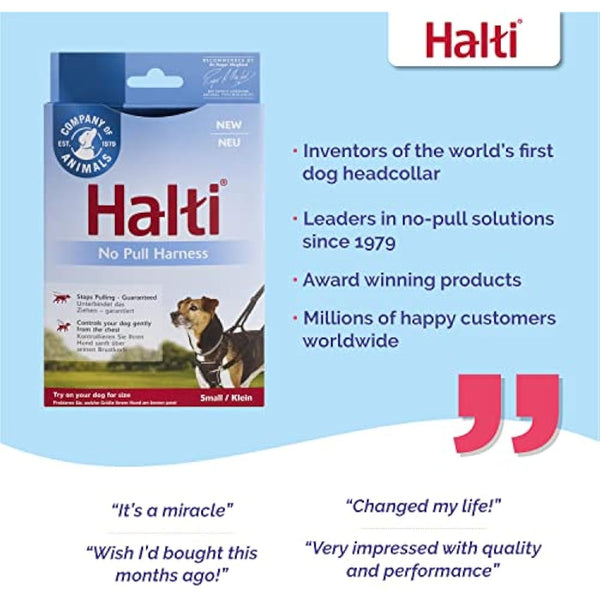 HALTI No Pull Harness Size Small, Professional Dog Harness to Stop Pulling on the Lead, Easy to Use, Anti-Pull Training Aid, Adjustable, Reflective and Breathable, For Small Dogs, Black