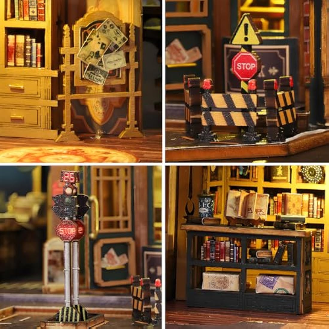 Spilay Diy Miniature House Kit with Wooden Furniture, with Music Box Dust Proof Cover and LED, 1:24 Scale Creative for Women Girl Friend Lover (Twilight Book City)