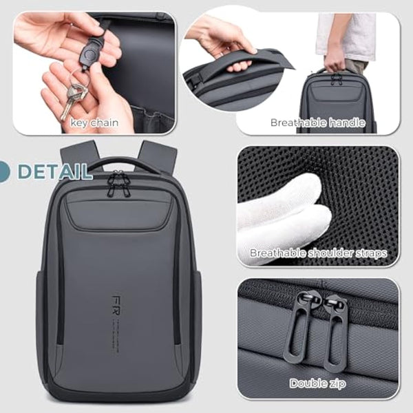 FENRUIEN Business Laptop Backpack for 15.6 Inch 1800D Business Backpack Men with Charging Port Computer Bag Durable Anti-Theft High-Tech Daypack Water-Resistant Casual Daypack