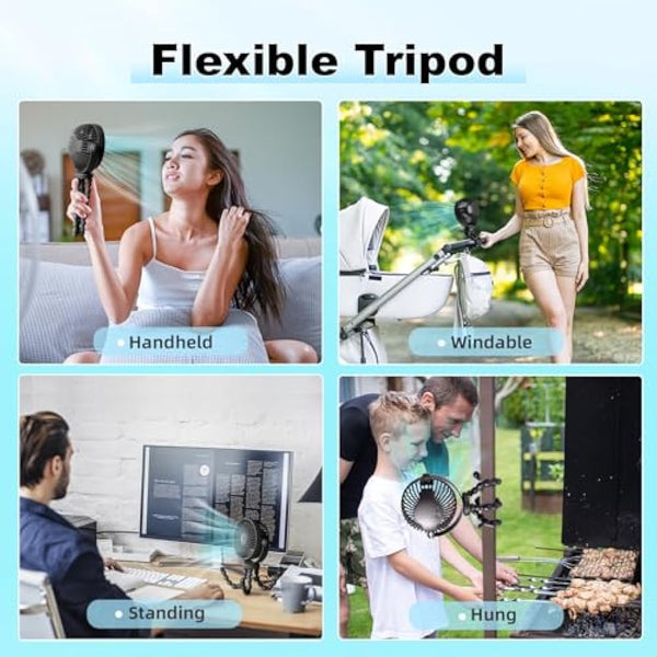 Baby Pram Stroller Fan 20H Buggy Cooling Clip On Fan, Portable 4000mAh Battery Personal Fan for Pram Accessories Baby Cot Wagon Stroller Pushchairs Crib Bed Treadmill,Travel Holiday Essentials