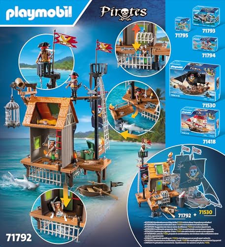 Playmobil 71418 Pirates: Small Pirate Vessel, exciting adventures on the high seas, complete with extensive accessories, fun imaginative role-play, playsets suitable for children ages 4+