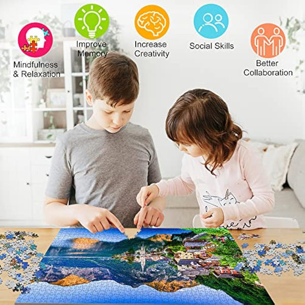 HUADADA Jigsaw Puzzles for Adults 1000 Piece Jigsaw Puzzles for Adult,JigsawPuzzle 1000 Pieces for Adults Challenging Puzzle Games（Hallstatt village）